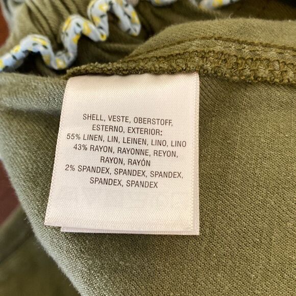 Elevenses Elastic waist Linen Rayon Green Pants - Picture 7 of 7